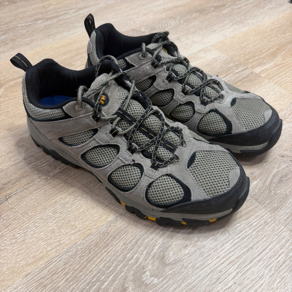 Merrell Mens Alverstone Hiking Shoes Brindle Black Suede Mesh J086125 Size 13